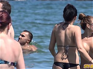 phat knockers amateur bare-breasted horny teens spycam Beach flick